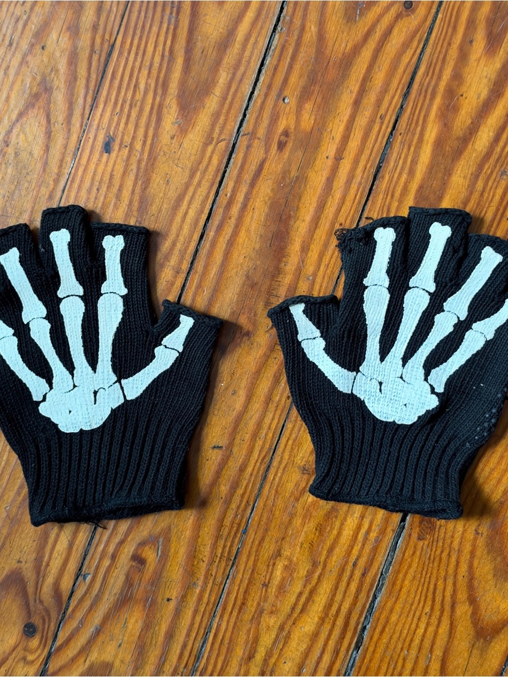 Vintage Y2K Skeleton Fingerless Gloves Goth Emo Punk Halloween